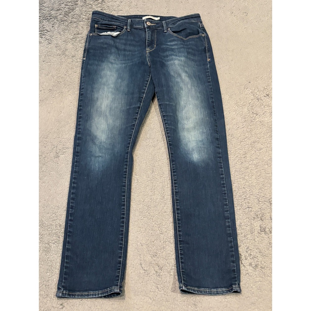 Levis Classic Mid Rise Skinny Jeans Womens 12 Dark Wash Blue Stretch Denim